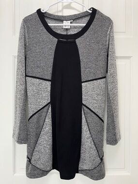 Parsley & Sage Gray Colorblock Scoop-Neck Knit Long Sleeve Tunic Top - Size Med